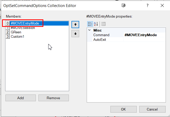 Move Entry Mode Settings