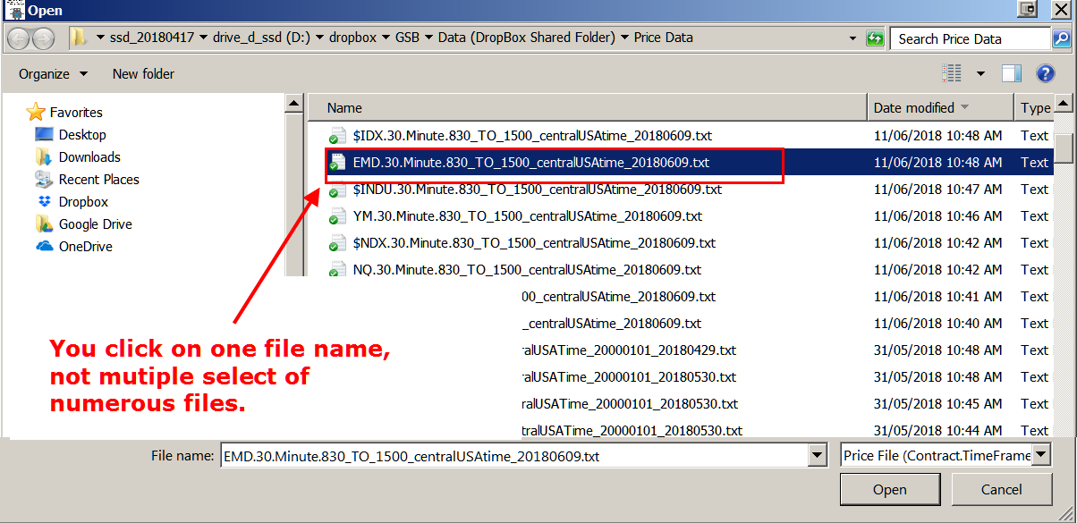 File browser showing single file selection