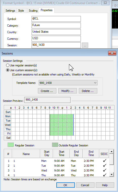 Data import dialog showing exchange time