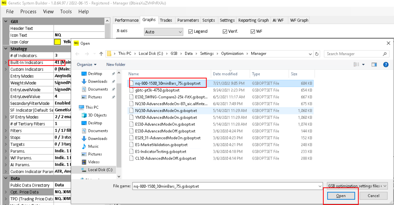 Loading NQ optsettings with advanced mode