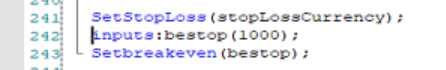 Break-even stop implementation