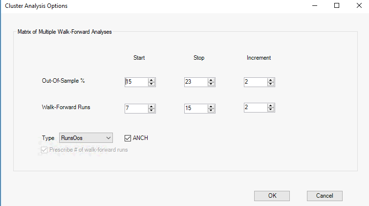Cluster Analysis Settings